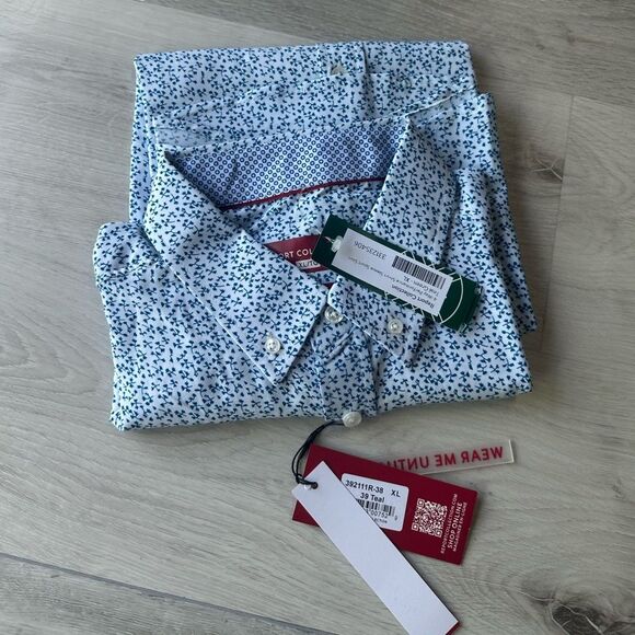 Report Collection Performance Short‎ Sport Shirt w/ Floral Print in Blue XL Nwt - Picture 5 of 6